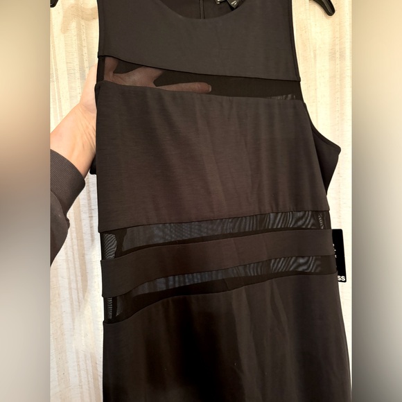 NWT Express Women's Black Mesh Strip Sleeveless Bodycon Midi Dress - Picture 3 of 5